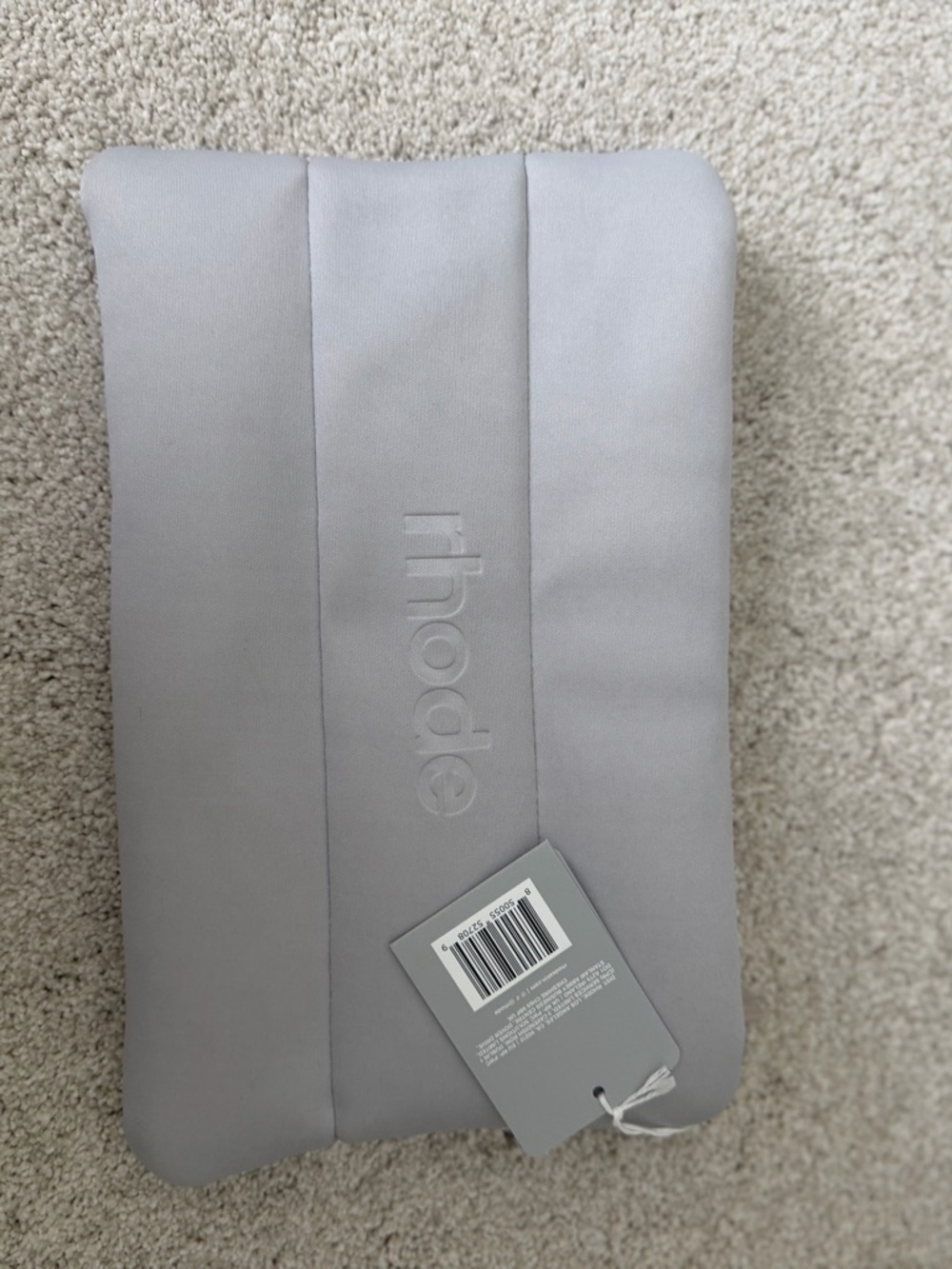 RHODE Light Gray Quilted Laptop Sleeve with Embossed Logo - Picture 2 of 2